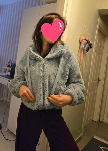 Berskha Mavi Peluş Mont - Görsel 7