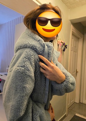 Berskha Mavi Peluş Mont - Görsel 5