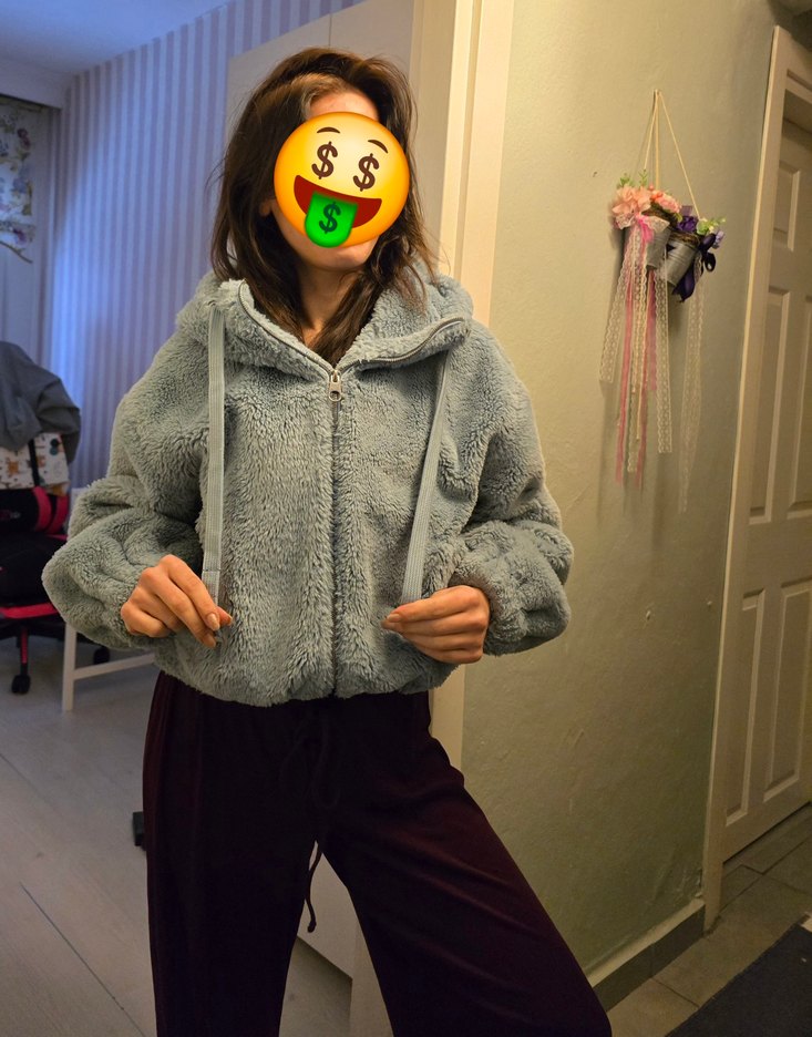 Berskha Mavi Peluş Mont - Görsel 4