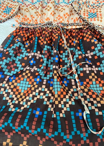 Trendyol & Milla Boncuk Detaylı Bağcıklı Mini Bohem Tunik