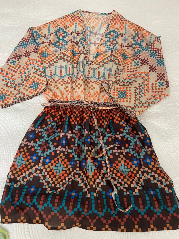 Boncuk Detaylı Bağcıklı Mini Bohem Tunik - Görsel 2