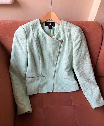 H&M Su Yeşili Simli Blazer Ceket