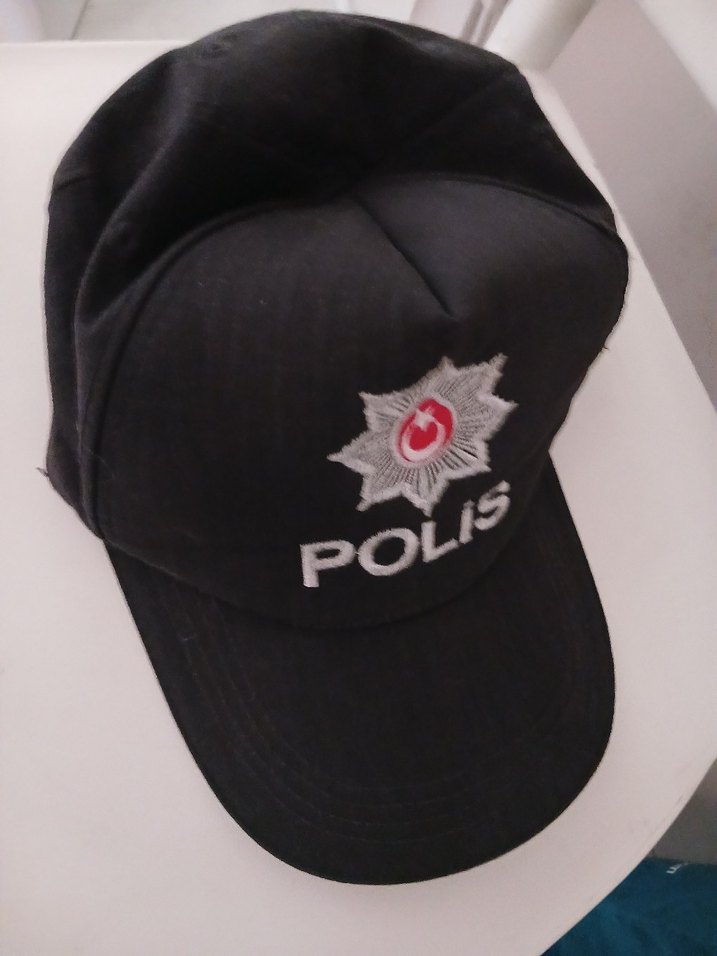 Siyah Polis Nakışlı Erkek Şapka - Görsel 4