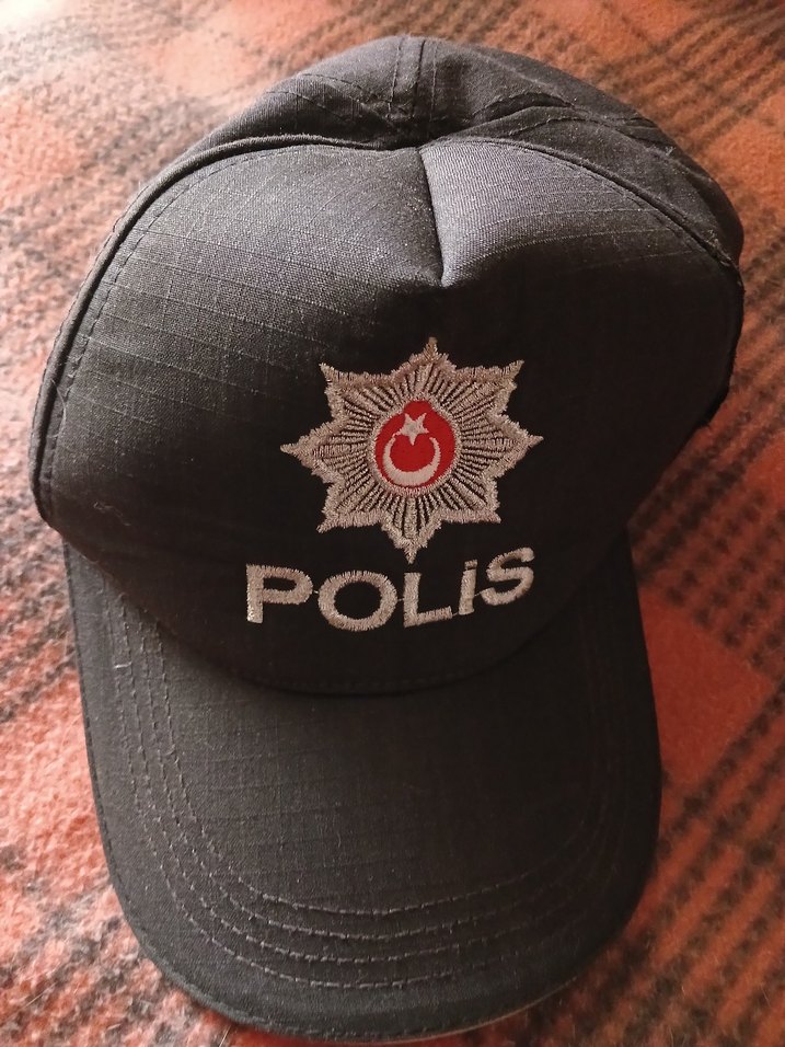 Siyah Polis Nakışlı Erkek Şapka - Görsel 3