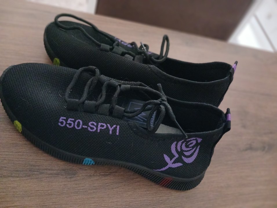 Siyah üzerine Mor Kadın Spor Ayakkabı - Görsel 5