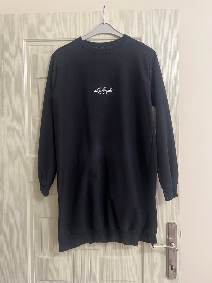 Siyah Uzun Kollu Oversize Sweatshirt - Görsel 4