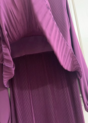 Kadın Mor Piliseli Uzun Elbise - Görsel 3