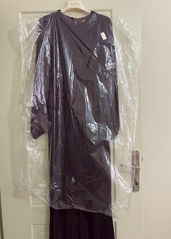 Kadın Mor Piliseli Uzun Elbise - Görsel 6