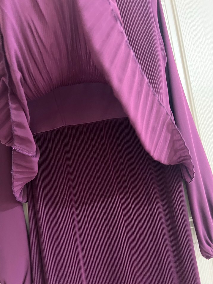 Kadın Mor Piliseli Uzun Elbise - Görsel 3