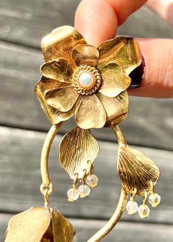  Beden Vintage pirinç ve gerçek inci Uzun Boncuklu earcuff stil küpe