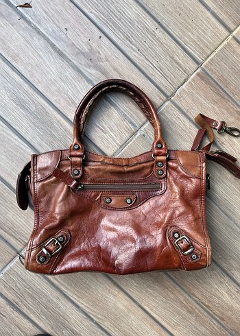 orijinal balenciaga kuzu derisi vintage kızıl kahve midi