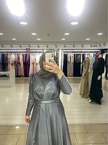 Tesettür Abiye Gri