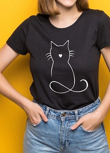 3D KEDİ BASKİLİ T-SHIRT oversize 