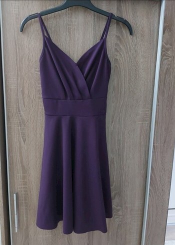 Zara Mor V Yakalı Midi Elbise
