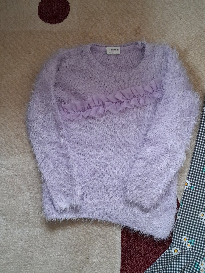 Mor Örgü Uzun Kollu Bebek Kız Takımı - Görsel 2