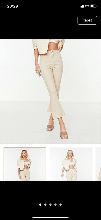 Crop flare taş jean