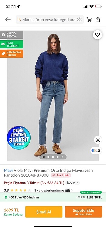 Mavi viola Straight jean