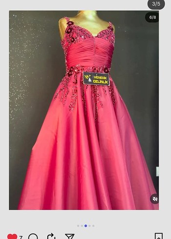 Bordo Boncuk İşlemeli Uzun Abiye Elbise - Görsel 3