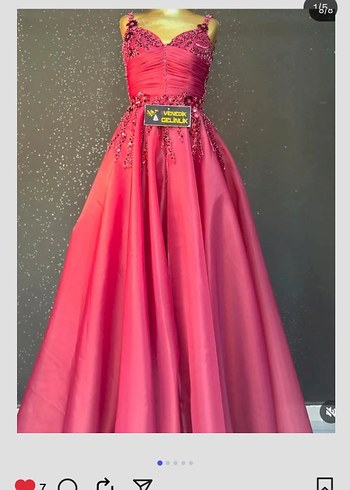 Bordo Boncuk İşlemeli Uzun Abiye Elbise - Görsel 5