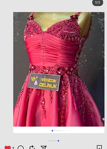 Bordo Boncuk İşlemeli Uzun Abiye Elbise - Görsel 2