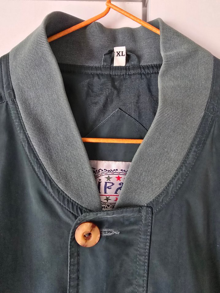 Düğmeli Yeşil Erkek Bomber Mont - Görsel 2