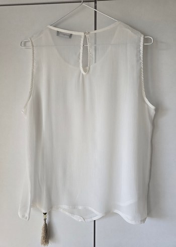 Kadın Beyaz Kolsuz şifon Bluz - Görsel 7