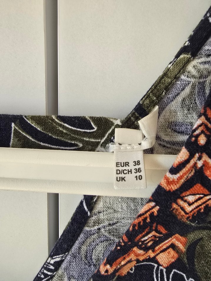 V Yaka Desenli Kolsuz Bohem Bluz - Görsel 2