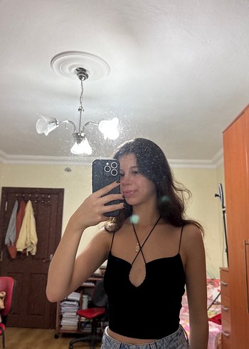 Trendyol & Milla İnce Askılı Siyah Crop Top