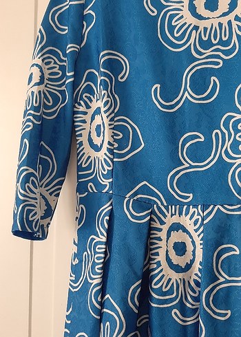 Mavi Desenli Bohem Midi Elbise - Görsel 2