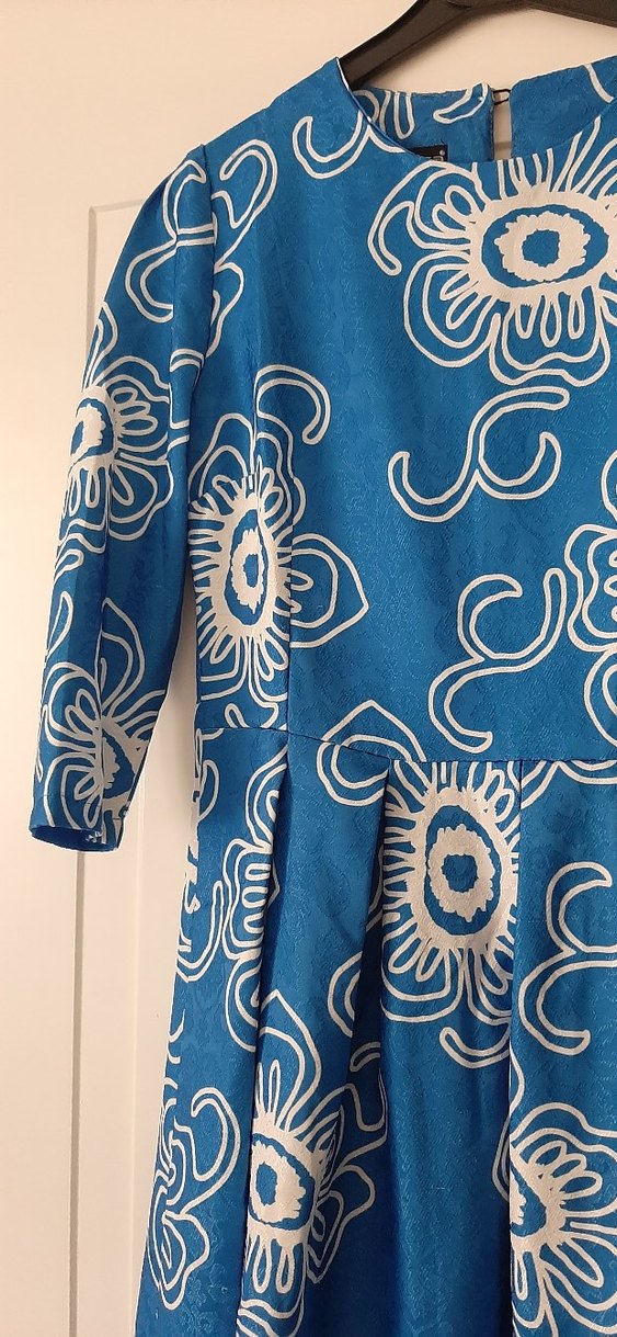 Mavi Desenli Bohem Midi Elbise - Görsel 2