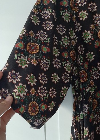 Batik Çiçek Desenli Bohem Uzun Elbise