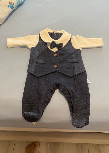 Gri Denim Erkek Bebek Tulum