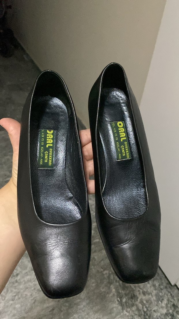 Siyah deri Kadın Klasik Topuklu Ayakkabı - Görsel 2