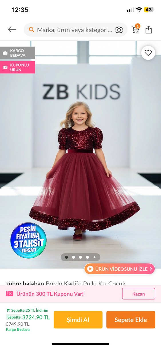 Bordo Parlak Kısa Kollu Çocuk Abiye Elbise - Görsel 4