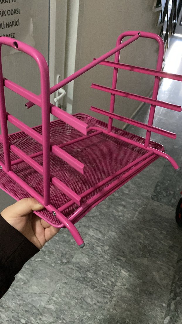 Pembe 3 Katlı Metal evrak rafı - Görsel 2