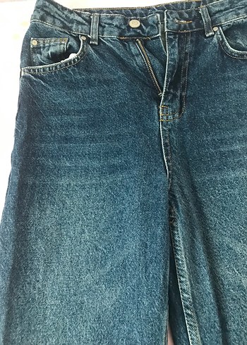 34 Beden Lacivert Yüksek bel wide leg jean