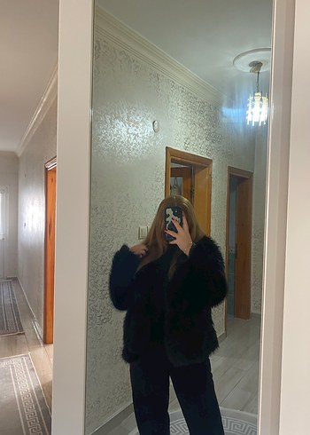 Zara Siyah Uzun Kollu Kadın Kürk Ceket
