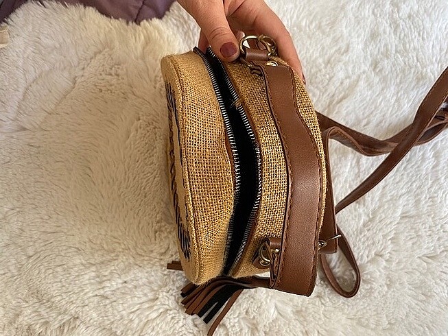 Beden camel Renk Hasır yazlık çanta