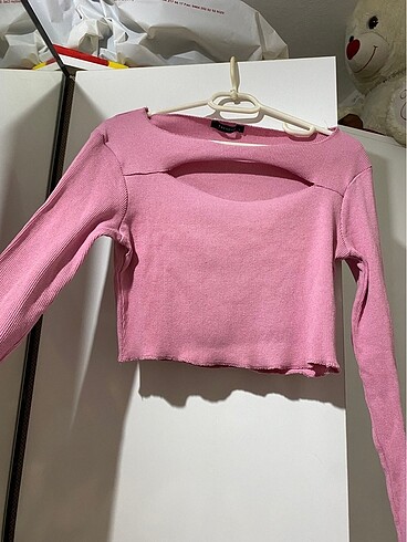 Pembe parmak geçirmeli body