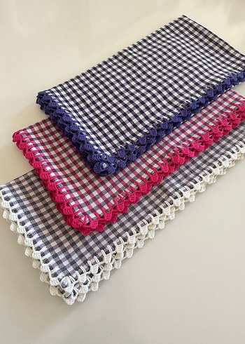 Nakışlı Kareli Masa Örtüsü Seti - Görsel 2