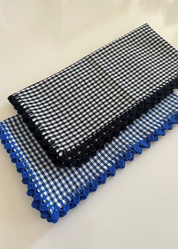 Nakışlı Kareli Masa Örtüsü Seti - Görsel 3