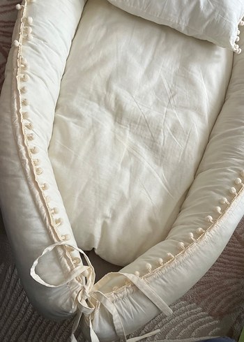 Keten Kumaşlı Beyaz Bebek Yatak Seti - Görsel 2