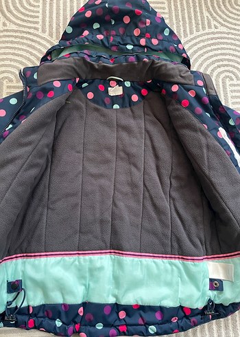 Kız Çocuk Çok Renkli Puantiyeli Fermuarlı Mont - Görsel 3