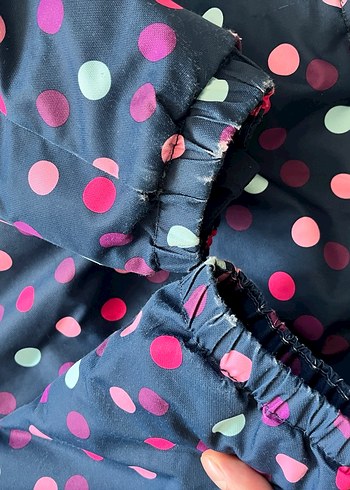 Kız Çocuk Çok Renkli Puantiyeli Fermuarlı Mont - Görsel 5