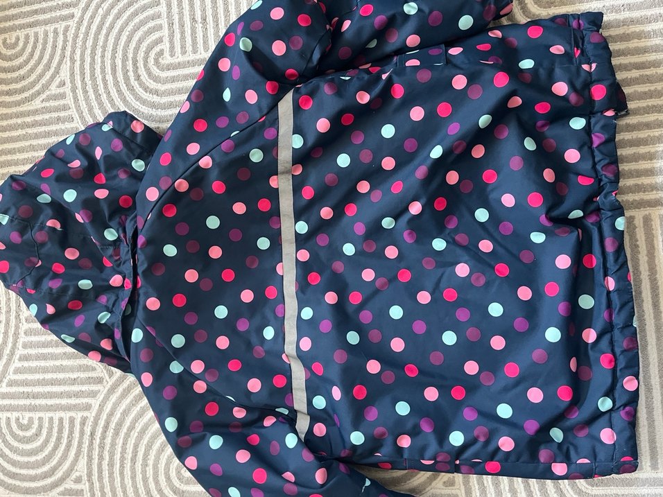 Kız Çocuk Çok Renkli Puantiyeli Fermuarlı Mont - Görsel 4