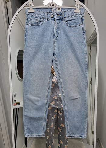 Kadın Mavi Bağcıklı Rahat Kesim Denim Pantolon