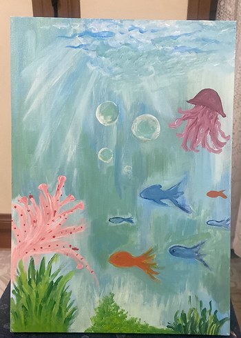 Pastel Renkli Deniz Altı Tablosu
