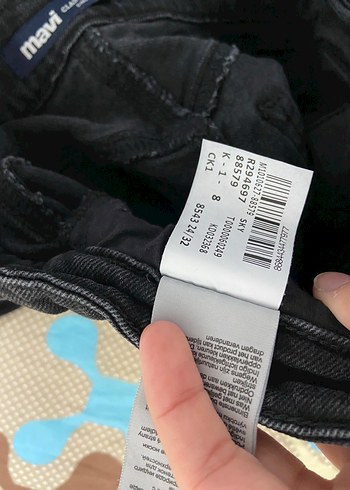 Mavi Siyah Düğmeli Denim Pantolon - Görsel 5