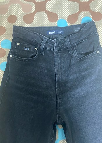 Mavi Siyah Düğmeli Denim Pantolon - Görsel 2