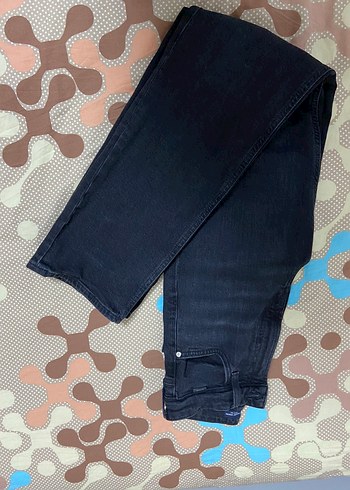 Mavi Siyah Düğmeli Denim Pantolon - Görsel 3